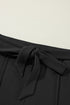 Solid Textured Knot Waist Relaxed Shift Pants