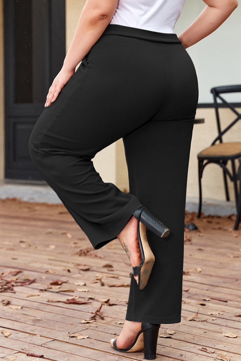 Solid Textured Knot Waist Relaxed Shift Pants