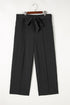 Solid Textured Knot Waist Relaxed Shift Pants