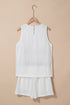 Solid Textured Lace Tank Top And Drawstring Short Sets