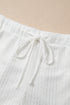 Solid Textured Lace Tank Top And Drawstring Short Sets