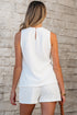 Solid Textured Lace Tank Top And Drawstring Short Sets