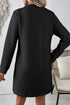 Solid Textured Long Sleeve H Line Shift Mini Dress
