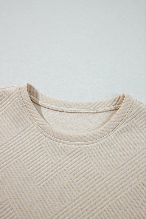 Solid Textured Long Sleeve H Line Shift Mini Dress