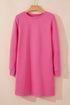 Solid Textured Long Sleeve H Line Shift Mini Dress