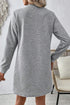 Solid Textured Long Sleeve H Line Shift Mini Dress