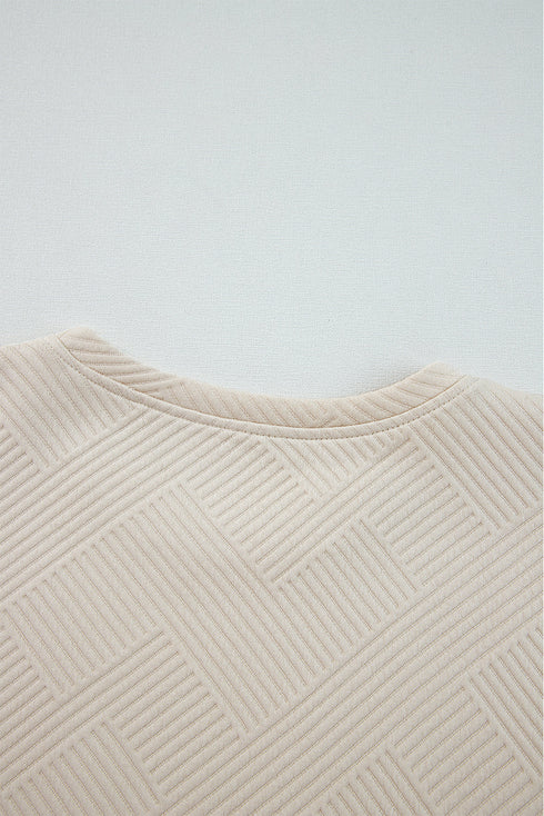 Solid Textured Long Sleeve H Line Shift Mini Dress