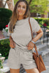 Solid Textured Loose Fit Relaxed Two Piece Short Set