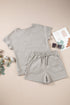 Solid Textured Loose Fit Relaxed Two Piece Short Set