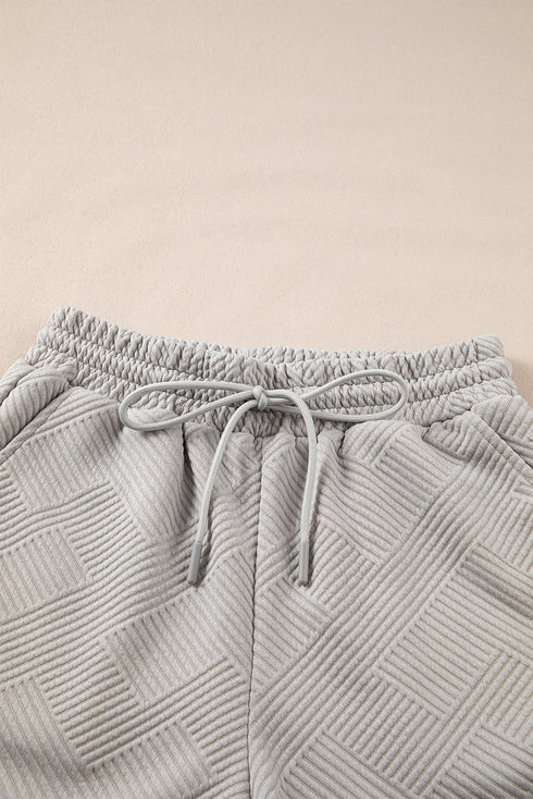 Solid Textured Loose Fit Relaxed Two Piece Short Set