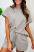 Solid Textured Loose Fit Relaxed Two Piece Short Set