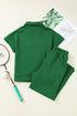 Solid Textured Loose Fit T Shirt Drawstring Pant Set
