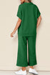 Solid Textured Loose Fit T Shirt Drawstring Pant Set