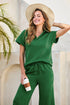 Solid Textured Loose Fit T Shirt Drawstring Pant Set