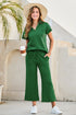 Solid Textured Loose Fit T Shirt Drawstring Pant Set