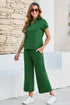 Solid Textured Loose Fit T Shirt Drawstring Pant Set