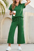 Solid Textured Loose Fit T Shirt Drawstring Pant Set