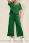 Solid Textured Loose Fit T Shirt Drawstring Pant Set