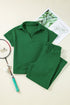 Solid Textured Loose Fit T Shirt Drawstring Pant Set