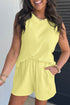 Solid Textured Loose Tank Two Piece Short Set