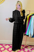 Solid Textured Puff Sleeve Wide Leg Pant Set