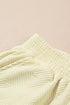 Solid Textured Puff Sleeve Wide Leg Pant Set
