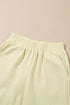 Solid Textured Puff Sleeve Wide Leg Pant Set
