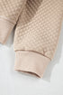 Solid Textured Quilted Long Sleeve Casual Short Set