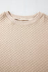 Solid Textured Quilted Long Sleeve Casual Short Set