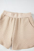 Solid Textured Quilted Long Sleeve Casual Short Set