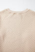 Solid Textured Quilted Long Sleeve Casual Short Set