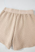 Solid Textured Quilted Long Sleeve Casual Short Set