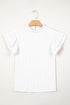 Solid Textured Ruffle Trim Short Sleeve Blouse