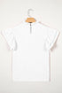 Solid Textured Ruffle Trim Short Sleeve Blouse