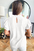 Solid Textured Ruffle Trim Short Sleeve Blouse