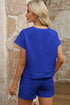 Solid Textured Short Sleeve Active Two Piece Short Set