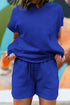 Solid Textured Short Sleeve Active Two Piece Short Set