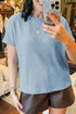 Solid Textured Waffle Knit Dolman Short Sleeve Top