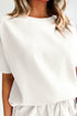 Solid Textured Waffle Knit Drawstring Casual Short Set