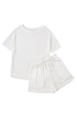 Solid Textured Waffle Knit Drawstring Casual Short Set