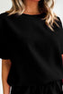 Solid Textured Waffle Knit Drawstring Casual Short Set