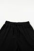 Solid Textured Waffle Knit Drawstring Casual Short Set