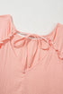 Solid Textured Wide Short Sleeve Babydoll Blouse