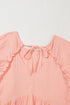 Solid Textured Wide Short Sleeve Babydoll Blouse