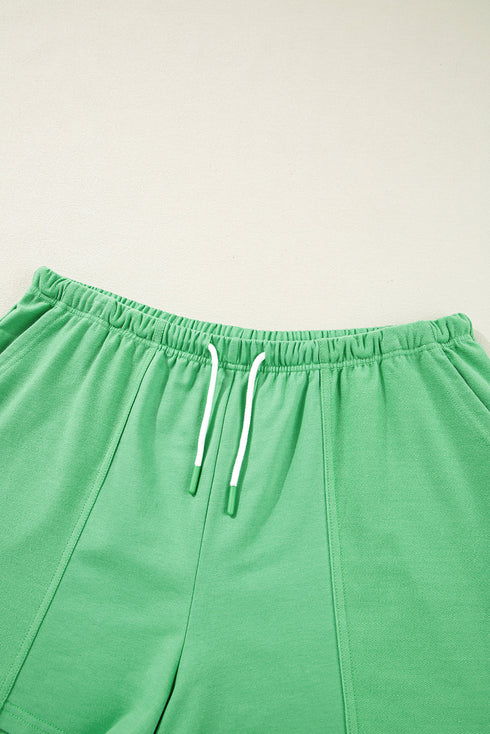 Solid V Neck Pocket Tee And Shorts Loungewear Set