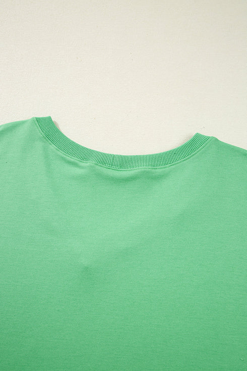 Solid V Neck Pocket Tee And Shorts Loungewear Set