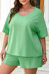 Solid V Neck Pocket Tee And Shorts Loungewear Set