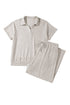 Solid V Neck Polo And Drawstring Pants Loungewear Set