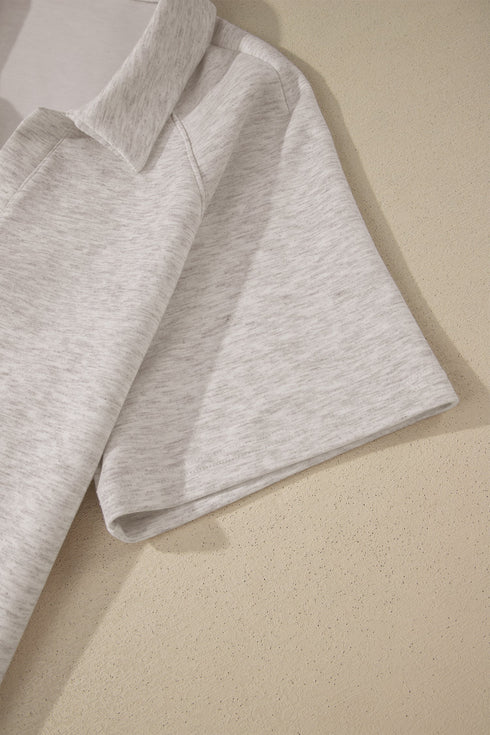 Solid V Neck Polo And Drawstring Pants Loungewear Set