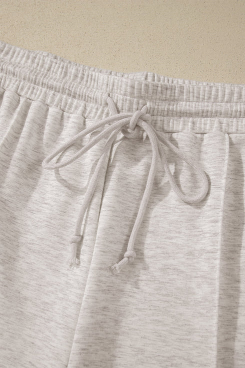 Solid V Neck Polo And Drawstring Pants Loungewear Set